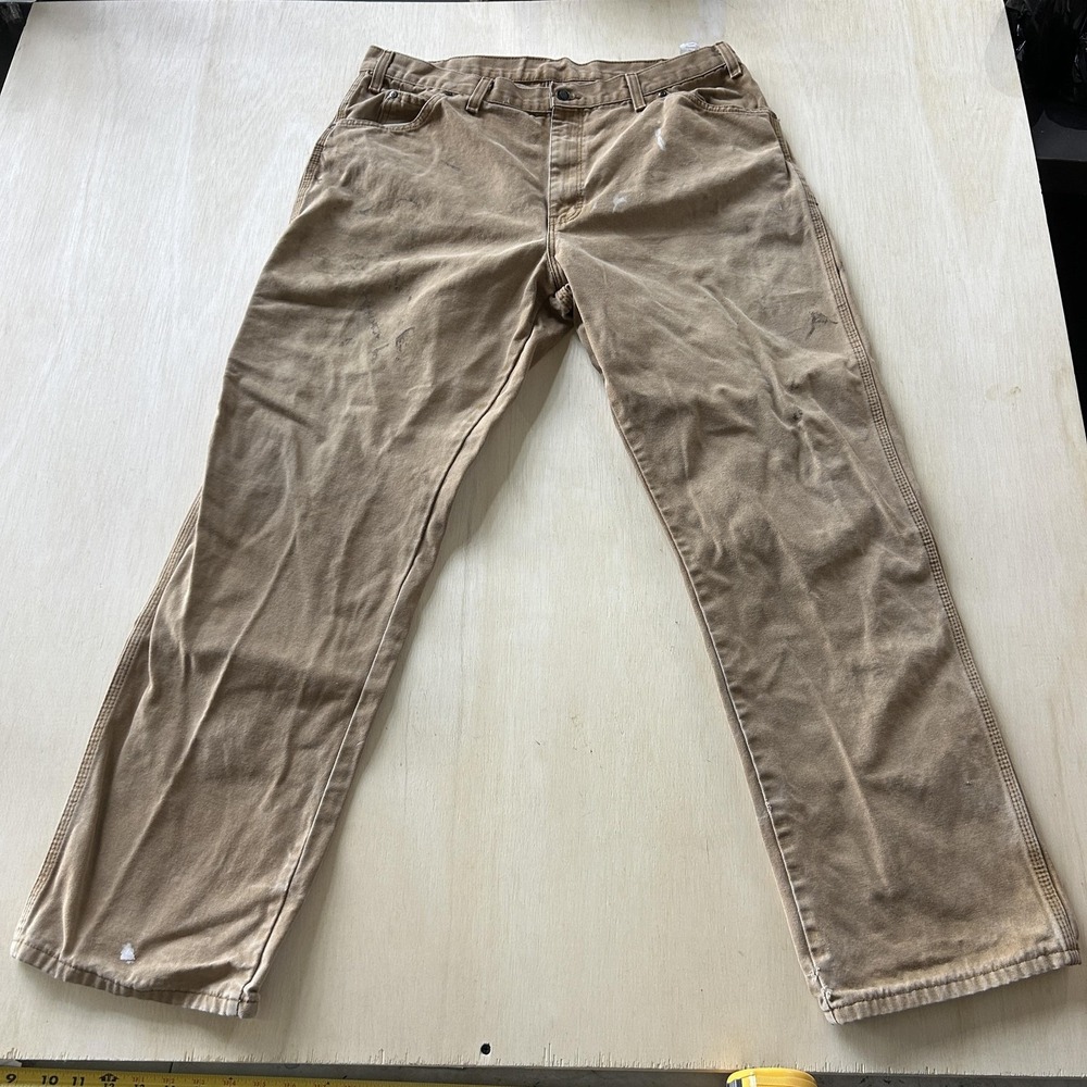 Dickies Pants Mens 36x30 Brown Canvas Carpenter Workwear Straight Leg Utility